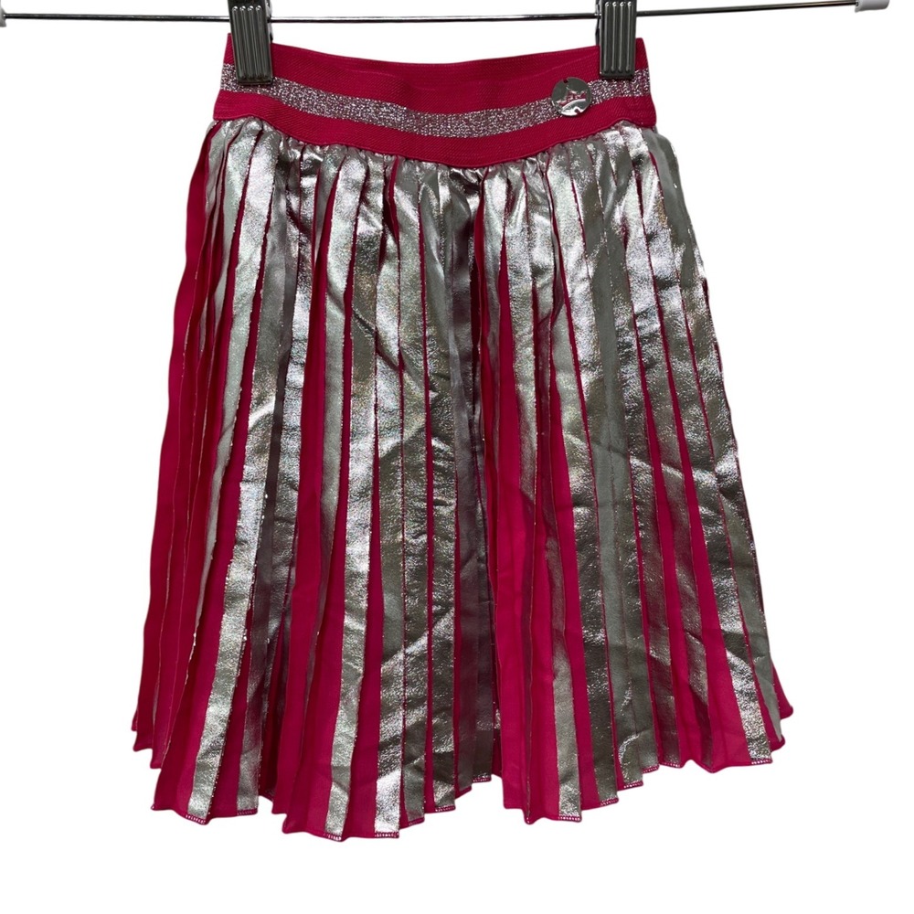 Disney Princess Girls Cheerleader Skirt Pink Silver Metallic Pleated Costume 3